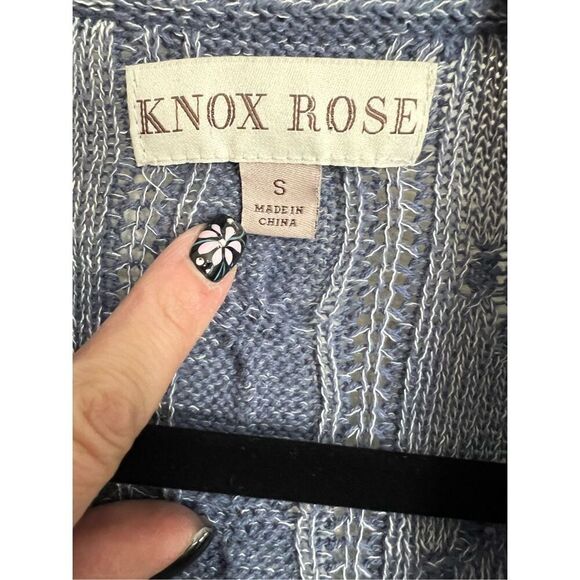 Knox Rose Cardigan Sweater Womens Size S Blue Knit Open Drape Front Long Sleeve - Picture 3 of 9